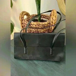 Alfani Leather Black Thin Clutch size strap bag.